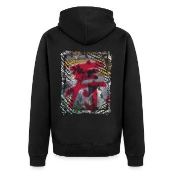 Japanese Floral Pattern Chrysanthemum Cherry - Unisex Premium Organic Zip Hoodie - black - Back - Nico (187cm)