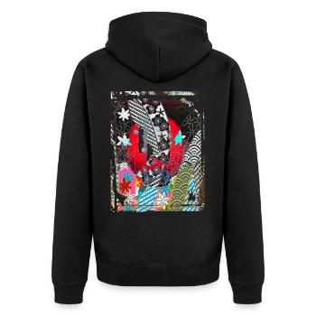 Rote japanische Laternen Nacht Straßenlaternen Lampen - Unisex Premium Bio Zip Hoodie - Schwarz - Hinten - Nico (187cm)