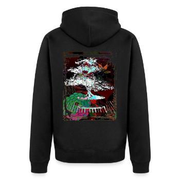 Bonsaï Japonais Jardin Art Collage Art 96 - Veste à capuche bio Premium Unisexe - noir - Dos - Nico (187cm)