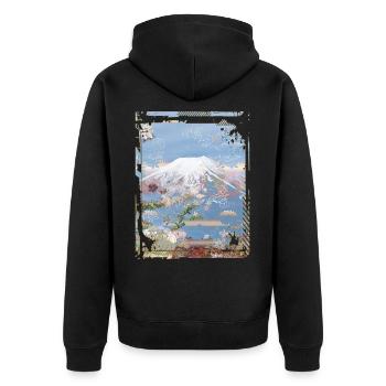 Japan Mount Fuji Cherry Blossom Sakura Collage - Unisex Premium Organic Zip Hoodie - black - Back - Nico (187cm)