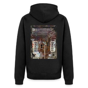 Japan Worship Place Collage Art 90 - Unisex Premium Organic Zip Hoodie - black - Back - Nico (187cm)