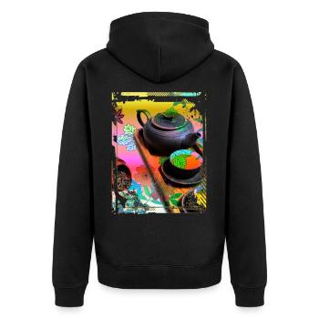 Japan Tea Ceremony Collage Art 99 - Unisex Premium Organic Zip Hoodie - black - Back - Nico (187cm)