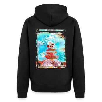 Japan Zen Buddhismus Balancierende Steine Felsen Kirsche - Unisex Premium Bio Zip Hoodie - Schwarz - Hinten - Nico (187cm)
