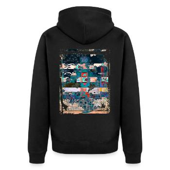 Japan City Night Streets View Collage Art 97 - Unisex Premium Organic Zip Hoodie - black - Back - Nico (187cm)