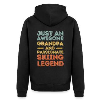 Opa Ski fahren retro - Unisex Premium Bio Zip Hoodie - Schwarz - Hinten - Nico (187cm)