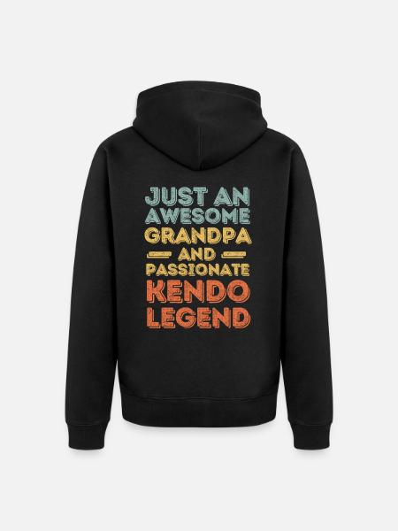 Grandpa Kendo retro - Unisex Premium Organic Zip Hoodie - black