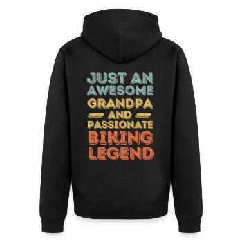 Opa Radfahren retro - Unisex Premium Bio Zip Hoodie - Schwarz - Hinten - Nico (187cm)