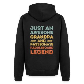 Opa Paddleboard retro - Unisex Premium Bio Zip Hoodie - Schwarz - Hinten - Nico (187cm)