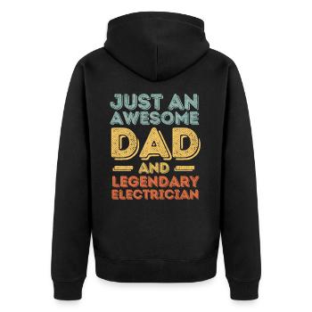 Papa Elektriker Vatertag - Unisex Premium Bio Zip Hoodie - Schwarz - Hinten - Nico (187cm)