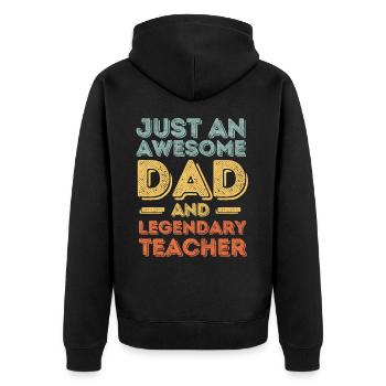 Papa Enseignant Fête des pères - Veste à capuche bio Premium Unisexe - noir - Dos - Nico (187cm)