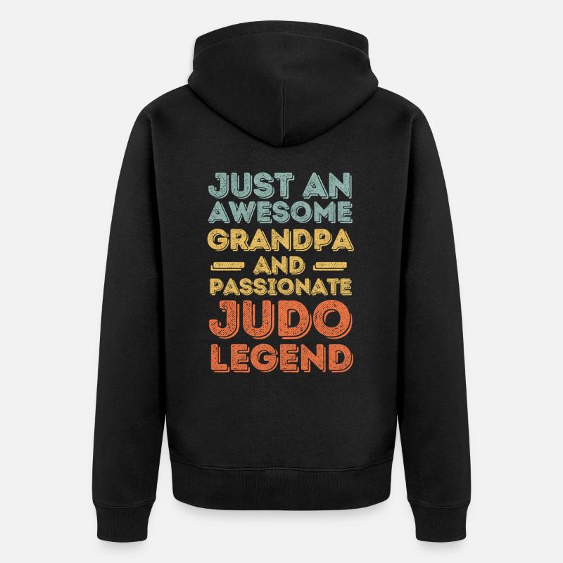 Opa Judo retro - Unisex Premium Bio Zip Hoodie - Schwarz
