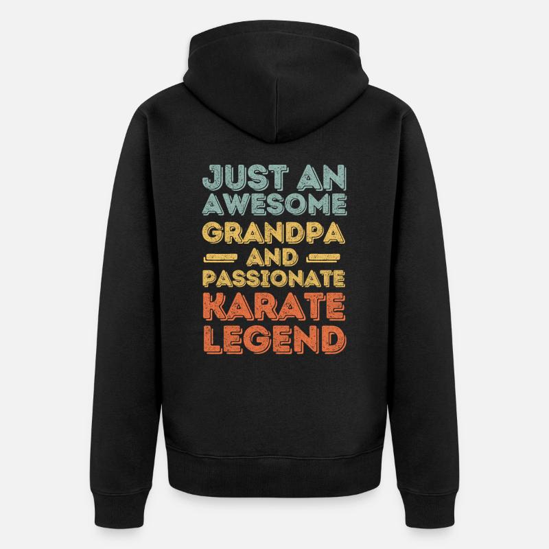 Opa Karate retro - Unisex Premium Bio Zip Hoodie - Schwarz