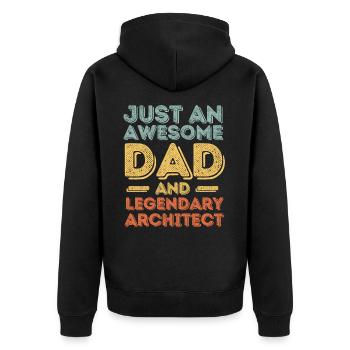 Papa Architect Father's Day - Unisex Premium Organic Zip Hoodie - black - Back - Nico (187cm)
