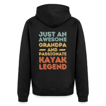 Opa Kayak fahren retro - Unisex Premium Bio Zip Hoodie - Schwarz - Hinten - Nico (187cm)