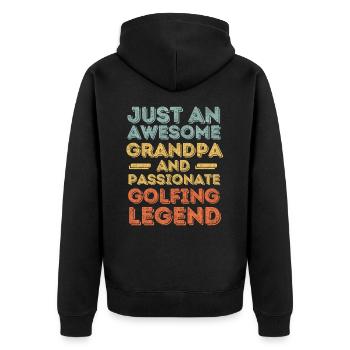 Opa Golfen retro - Unisex Premium Bio Zip Hoodie - Schwarz - Hinten - Nico (187cm)