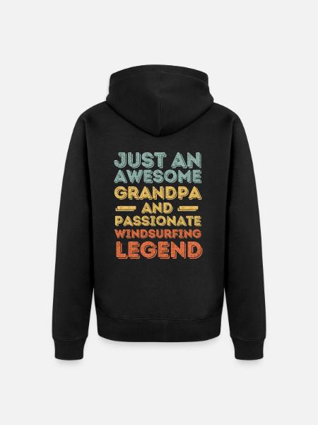 Grandpa Windsurfing retro - Unisex Premium Organic Zip Hoodie - black