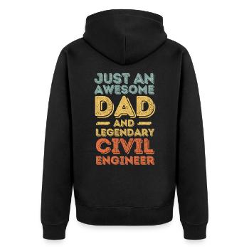 Dad Civil Engineer Father's Day - Unisex Premium Organic Zip Hoodie - black - Back - Nico (187cm)