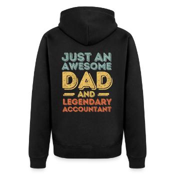 Papa Buchhalter Vatertag - Unisex Premium Bio Zip Hoodie - Schwarz - Hinten - Nico (187cm)