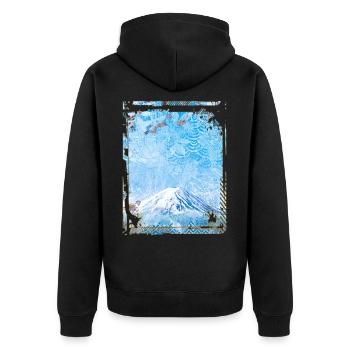 Japan Mount Fuji Cherry Blossom Sakura Collage - Unisex Premium Organic Zip Hoodie - black - Back - Nico (187cm)