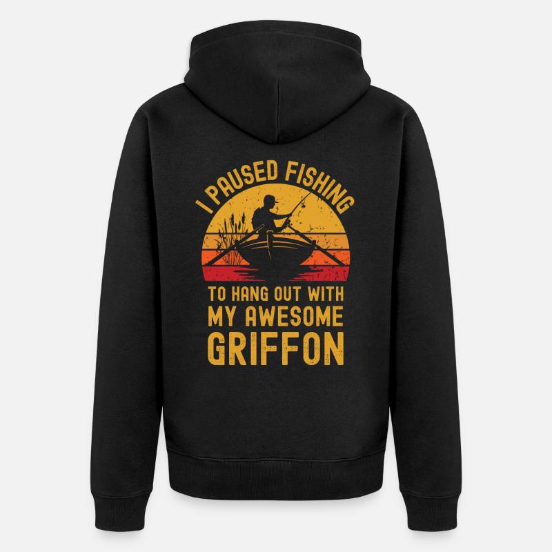 Pêche, pêche et griffon - Veste à capuche bio Premium Unisexe - noir