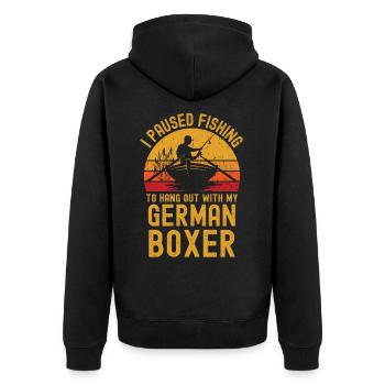 Pêche, pêche et boxeur allemand - Veste à capuche bio Premium Unisexe - noir - Dos - Nico (187cm)
