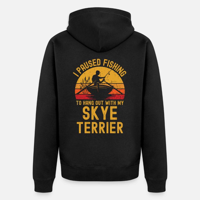 Pêche, pêche et Skye Terrier - Veste à capuche bio Premium Unisexe - noir