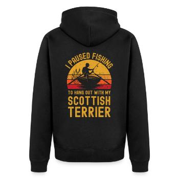 Fishing, fishing and Scottish Terrier - Unisex Premium Organic Zip Hoodie - black - Back - Nico (187cm)