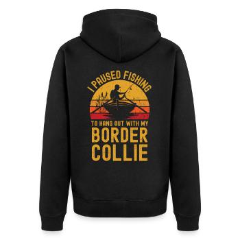 Fishing, fishing and border collies - Unisex Premium Organic Zip Hoodie - black - Back - Nico (187cm)