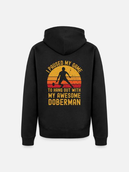 Badminton and Doberman - Unisex Premium Organic Zip Hoodie - black