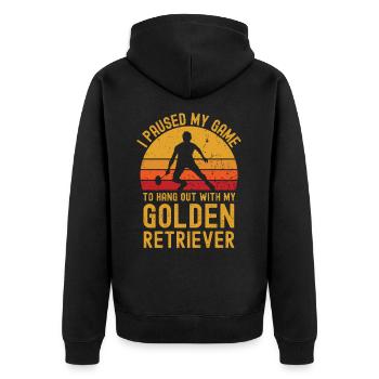 Badminton et Golden Retriever - Veste à capuche bio Premium Unisexe - noir - Dos - Nico (187cm)