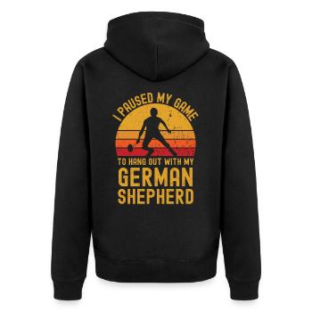 Badminton and German Shepherd - Unisex Premium Organic Zip Hoodie - black - Back - Nico (187cm)