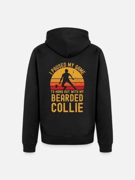 Badminton and Bearded Collie - Unisex Premium Organic Zip Hoodie - black