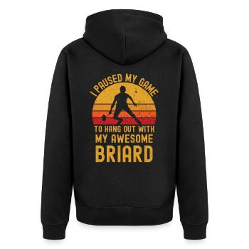 Badminton and Briard - Unisex Premium Organic Zip Hoodie - black - Back - Nico (187cm)