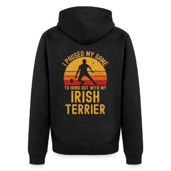 Badminton and Irish Terriers - Unisex Premium Organic Zip Hoodie - black - Back - Nico (187cm)