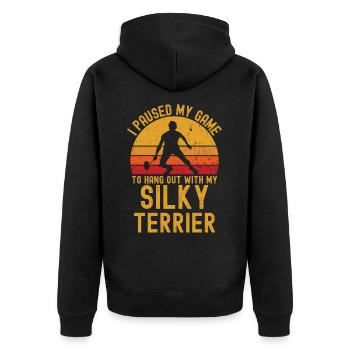 Badminton et Silky Terrier - Veste à capuche bio Premium Unisexe - noir - Dos - Nico (187cm)