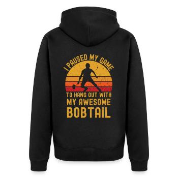 Badminton and Bobtail - Unisex Premium Organic Zip Hoodie - black - Back - Nico (187cm)