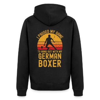 Badminton et boxeur allemand - Veste à capuche bio Premium Unisexe - noir - Dos - Nico (187cm)