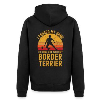 Badminton et Border Terrier - Veste à capuche bio Premium Unisexe - noir - Dos - Nico (187cm)
