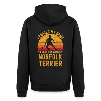 Badminton und Norfolk Terrier - Unisex Premium Bio Zip Hoodie - Schwarz - Hinten - Nico (187cm)