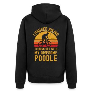 Radfahren und Pudel - Unisex Premium Bio Zip Hoodie - Schwarz - Hinten - Nico (187cm)