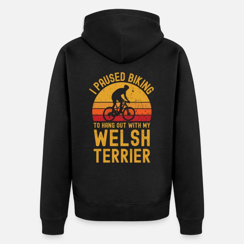 Cyclisme et Welsh Terrier - Veste à capuche bio Premium Unisexe - noir