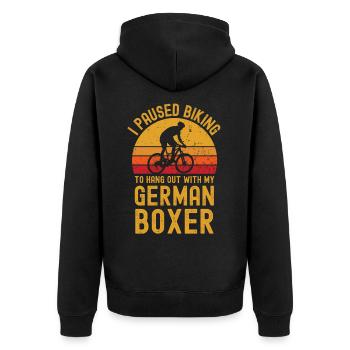 Radfahren und Deutscher Boxer - Unisex Premium Bio Zip Hoodie - Schwarz - Hinten - Nico (187cm)