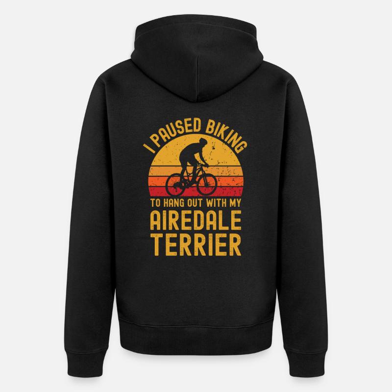 Cyclisme et Airedale Terrier - Veste à capuche bio Premium Unisexe - noir