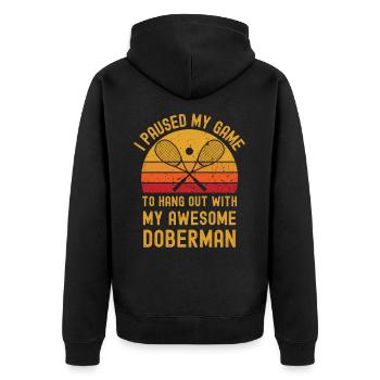 Squash und Dobermann - Unisex Premium Bio Zip Hoodie - Schwarz - Hinten - Nico (187cm)