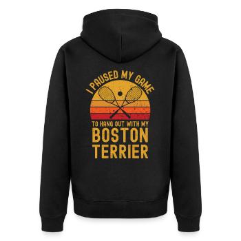 Courge et Boston Terrier - Veste à capuche bio Premium Unisexe - noir - Dos - Nico (187cm)