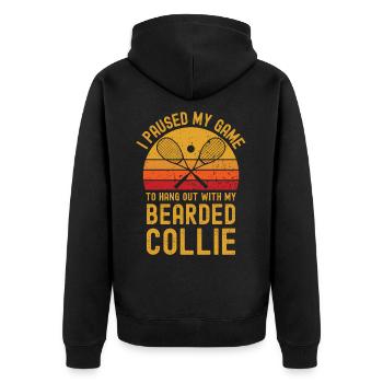 Courge et Bearded Collie - Veste à capuche bio Premium Unisexe - noir - Dos - Nico (187cm)