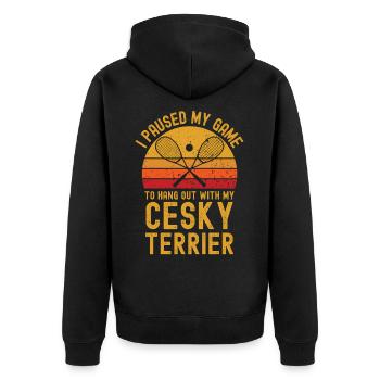 Courge et Cesky Terrier - Veste à capuche bio Premium Unisexe - noir - Dos - Nico (187cm)