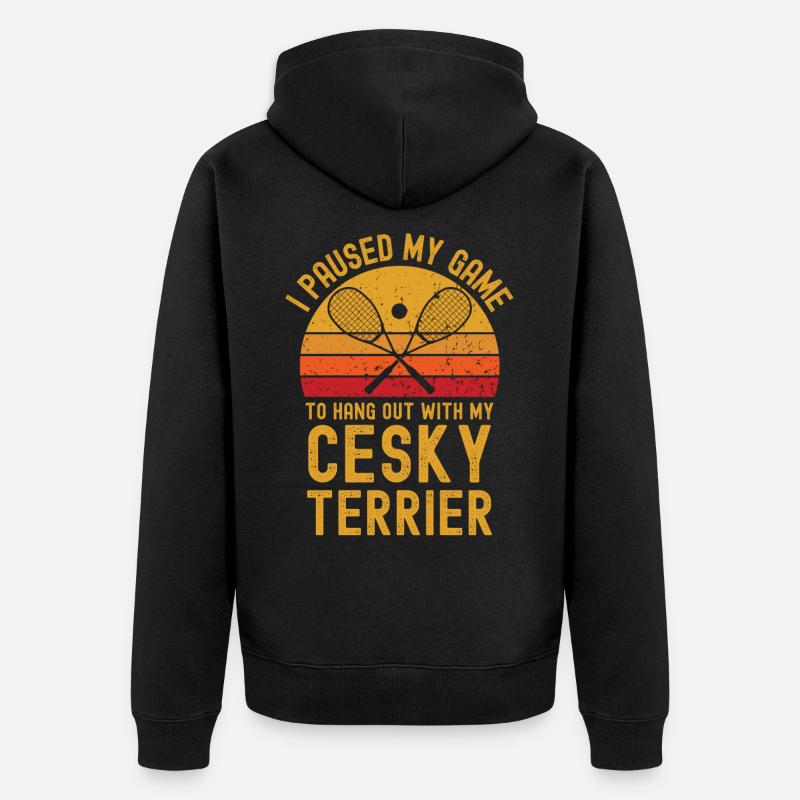 Courge et Cesky Terrier - Veste à capuche bio Premium Unisexe - noir