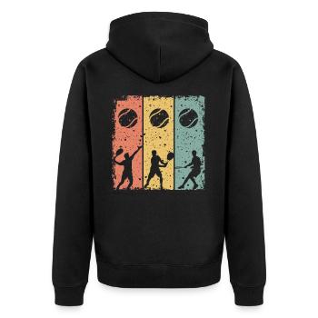 Tennis Retro - Unisex Premium Bio Zip Hoodie - Schwarz - Hinten - Nico (187cm)