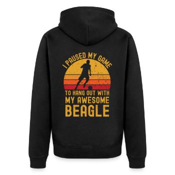 Fußball und Beagle - Unisex Premium Bio Zip Hoodie - Schwarz - Hinten - Nico (187cm)